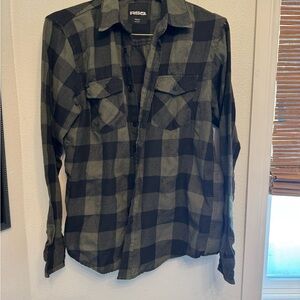 RSQ Checkered Shirt in Black and Olive